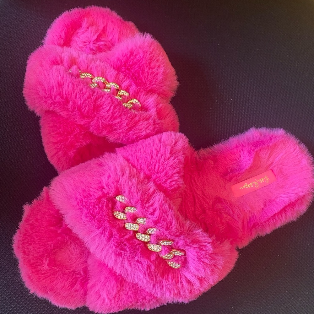 Lily Pulitzer Hot Pink Slippers,